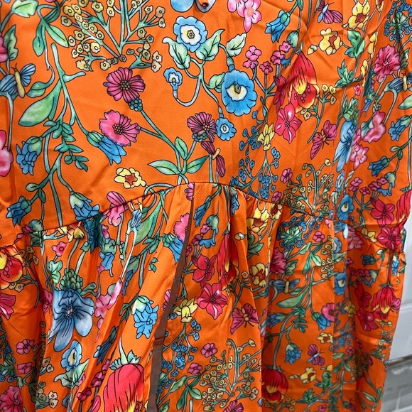 Boho Orange Floral Print Maxi Skirt - Picture 8 of 9